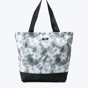 PINK Victoria's Secret Gray Tie-Dye Tote with Black Base and Straps